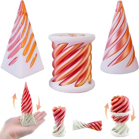 3 kpl Impossible Cones, Spiral Cones Fidget Toy Impossible Pyramid End-to-End Toy pinkki