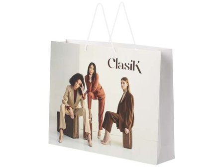 Papperspåse plast handtag vit XXL - Lyreco - Profilsortiment - Kassar och påsar - Papperskassar