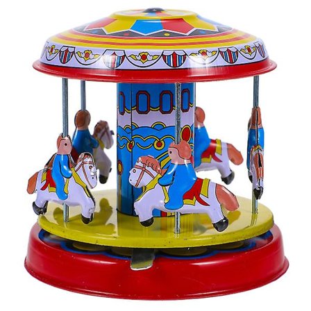 Antik Karusell Jern Opptrekkbart Leke Klassisk Vintage Klokkeverk Opptrekkbart Roterende Karusell Leke (FMY)