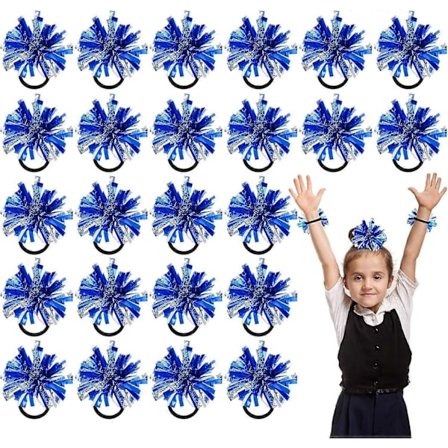 2025 Senaste Modell 24 st 2 Färg Mini Pom Poms Hårband för Cheerleading 4 Tum Elastiska