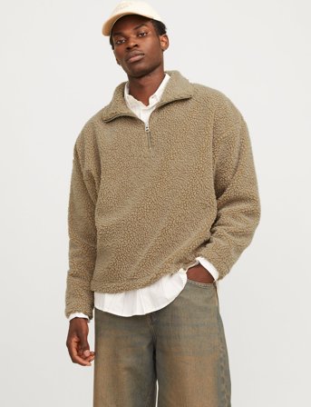 Jack & Jones Jorroxbury Teddy Sweat High Neck Ln - Beige - L