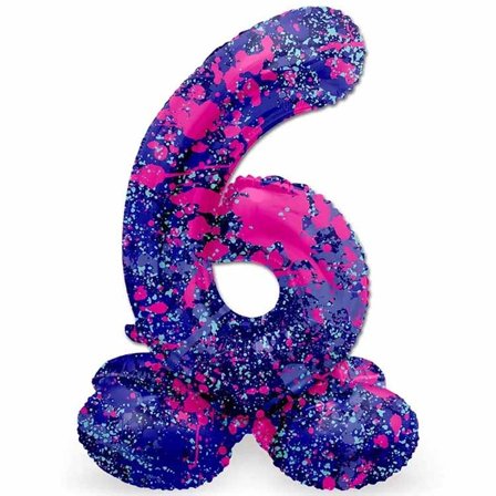 Tallballong Stående Paint Splash 72 cm "0-9" Siffra 6 - Partyninja.se