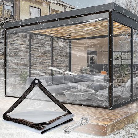 6,5x9,8ft Läpinäkyvät pressut - 2 kpl repeytymätön polyeteenipressu, kestävä vedenpitävä läpinäkyvä patiokatos silmukoilla ja köydellä kanatarhan 