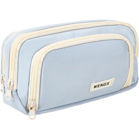 Penalhus med stor kapacitet, penalhus med glat lynlås til piger og drenge med 4 rum, penalhus, kontorartikler, organizer, makeuptaske