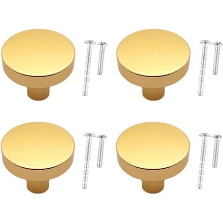 4 stk. køkkenskabsknopper 30mm runde kommode skuffeknopper runde guld skabsknop soveværelse skuffe træk med monteringsskruer (guld)