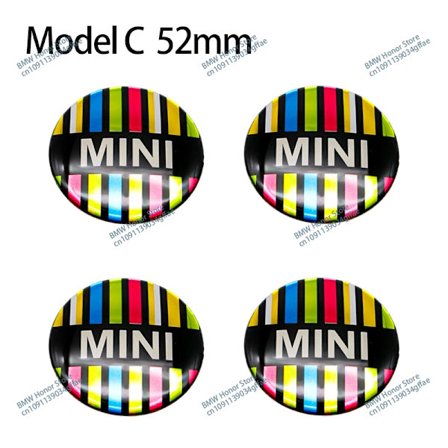 4 stk. 52 mm Epoxy Bilhjul Center Nav Kapsel Badge Emblem Mærkat Auto Styling Til Mini Cooper One JCW F55 F56 R50 R53 R55 R56 R60