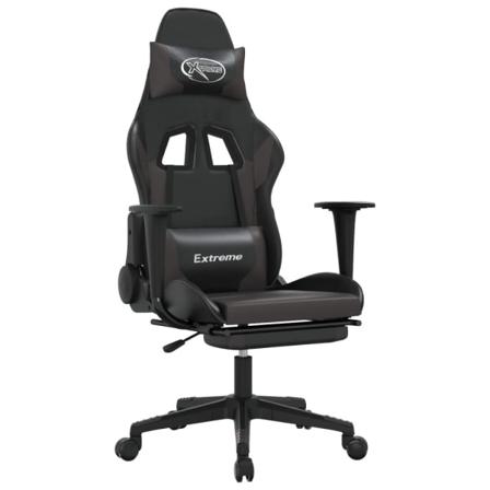 Vidaxl Gamingstol Med Massage Och Fotstöd Svart Och Grå Konstläd Grå