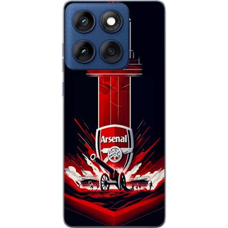 Kompatibelt Mobildeksel til Motorola Edge 60 Arsenal-emblem med kanon og stadionmotiv i kraftig rød og hvit sportsdesign