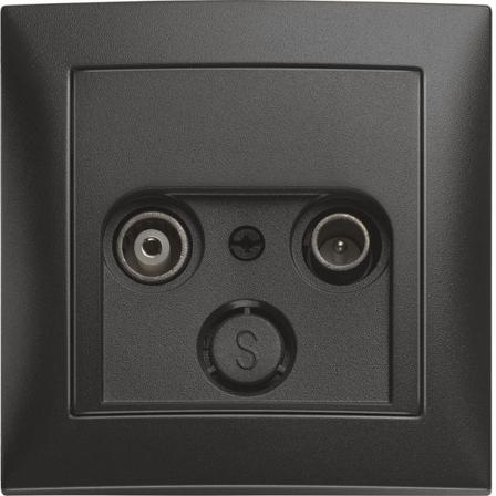Hager 6345151606 Antennipistorasia 75 ohmia, vaimennus 15 dB, IP20 Antrasiittiharmaa, Antennimateriaalit