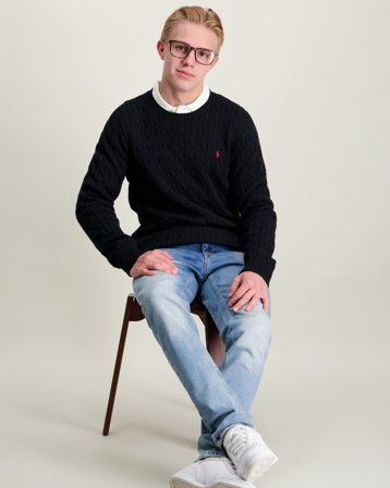 Polo Ralph Lauren Cable-Knit Cotton Sweater Schwarz Pullover Jungen - Kids Brand Store