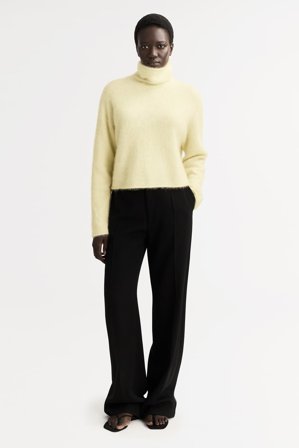 Soft Goat - Brushed Turtleneck - Women cashmere sweater - L - Lemon