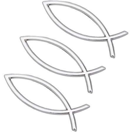 Sølvfisk Bilklistremerke Jesus Fisk Klistremerke 140x46x6mm Plast 3D Fisk Bilemblem for Bil Motorsykkel Lastebiler Vegger Vinduer