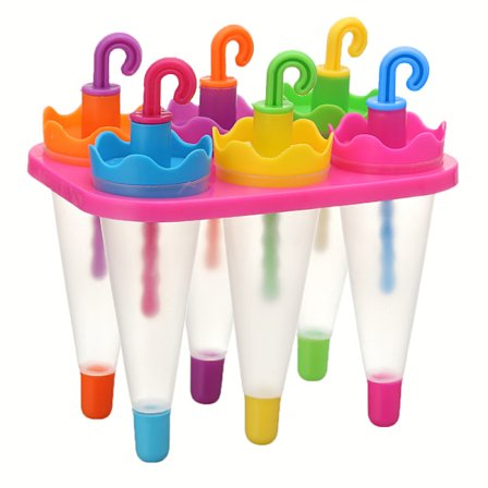 Isform med 6 genanvendelige paraplypinde i plast,