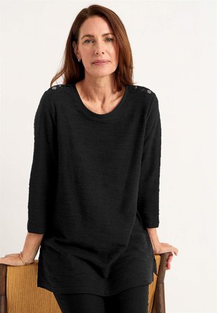 Cellbes of Sweden - Jerseytunika med struktur i sort til damer i størrelse 34/36