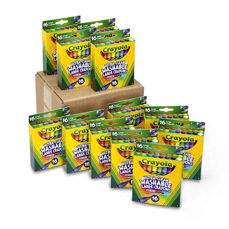 Ultra Clean Vaskbare Store Fargeblyanter, Skoleutstyr i Bulk, 12 pakker med 16 stk