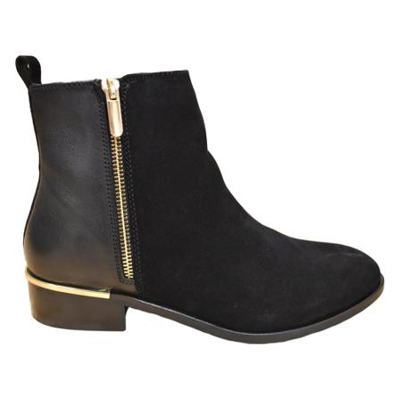 Copenhagen Shoes, Ankle Bootsmed Gold Edge+Zipper Czarny, Kobieta, Rozmiar: 36 EU