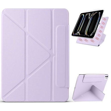 Etui til iPad Pro 13 (2024) PC+PU Lær Origami Stativ Magnetisk Nettbrettdeksel - Lilla