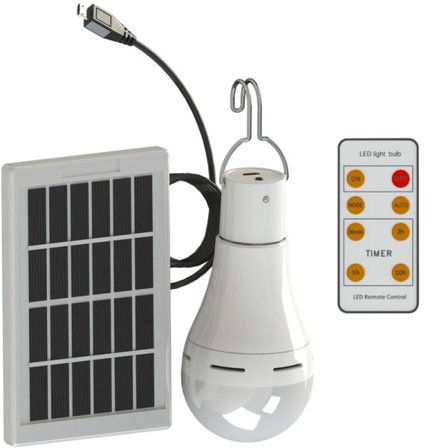 Fjernbetjening + pære + solpanel = et komplet sæt smarte kontakter, koldt hvidt lys