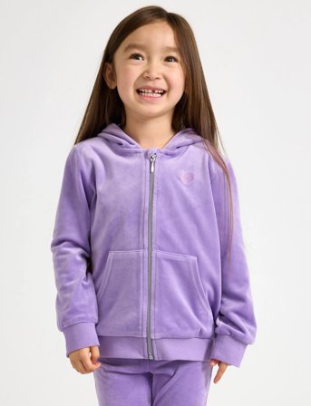 Lindex Hoodjacket Velour Solid - Purple - 98/104