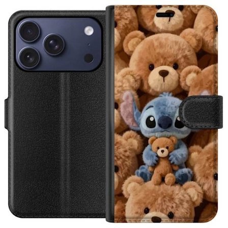 Kompatibelt Lommeboketui til Apple iPhone 17 Pro Stitch omgitt av brune teddybjørner med en liten teddybjørn i fanget i en søt og koselig kawaii-desig