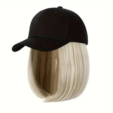 Naisten lyhyt bob-peruukki baseball-lippiksellä synteettisellä hiuksella - tyylikäs ja kätevä hiusasuste