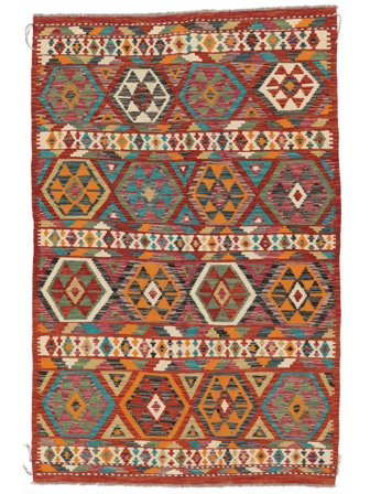 Kilim Afghan Old Style Rug Hand Woven 134X208 Dark Red/Black Afghanistan