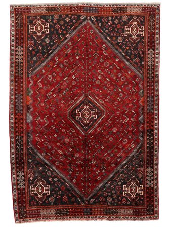 Anudada A Mano Gashgai Fine Alfombra 179X256 De Lana Rojo Oscuro/Negro