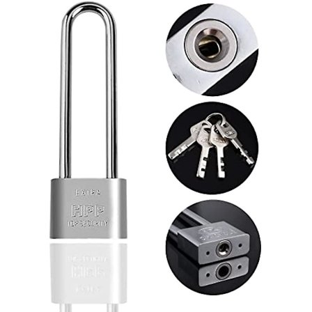 Forlenget hengelås med 3 nøkler, 50mm kraftig hengelås med lang bjelke for lager, garasje, gjerde