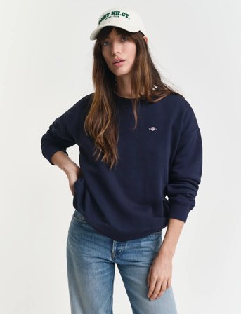 GANT Shield C-Neck Sweat - Navy - S
