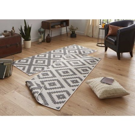 Tapis - NORTHRUGS - Malta - Reversibel - 80 x 150 cm - Grå/Crème - UV-beständig