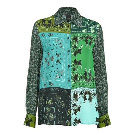 Pinko, Guelfa shirt Satin St. Bandana Zielony, Kobieta, Rozmiar: M