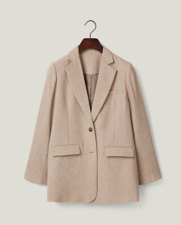 Lexington Klassisk blazer i ullblandning, beige melange