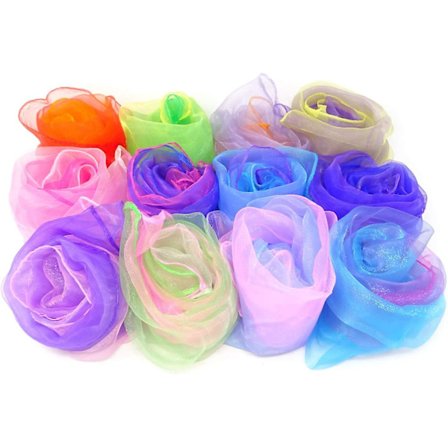 12 st Ombre Fyrkantig Scarf Jonglering Scarf Silke Scarf, Slumpmässiga Färger, 24 X 24 tum