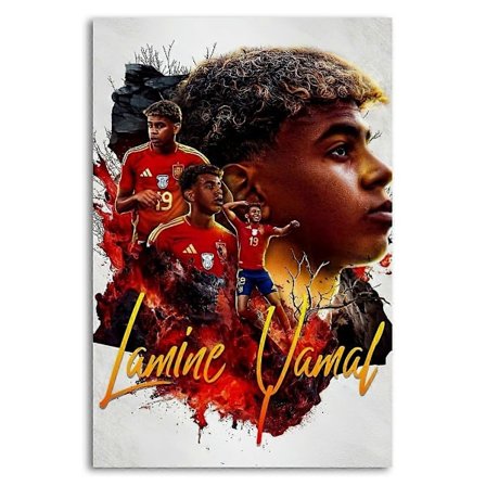 Euro Soccer Star Lamine Yamal Hjemmedekoration Gaveplakater Væghængt Kunstgaver Soveværelse Kontor Stue Perfekt til Ethvert Rum Lærred Ornament (FMY)