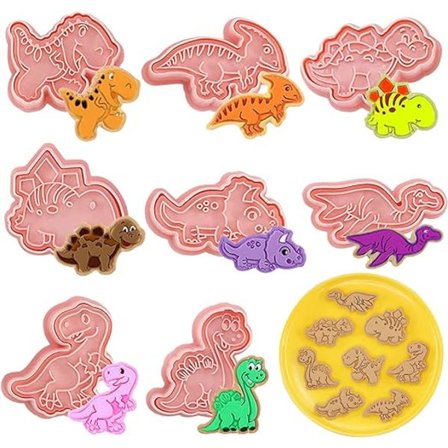 Dinosaur-formet kageudstikker, 8 stk. kageform, 3D-kageform