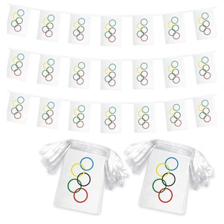 Olympisk flag, 14*21 cm dekoration til de olympiske lege, baråbning, dekoration til internationale begivenheder, 10 meter, 20 flag (2 stk)