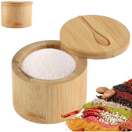 Bambu yrttiruukku, yrttisäilytyslaatikko, 9 x 7 cm (puun väri)