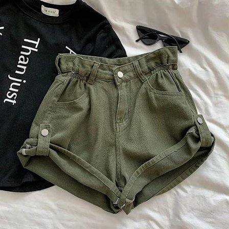 Kvinnors sommar Casual Lösa Retro Wide Leg Korta Jeans L