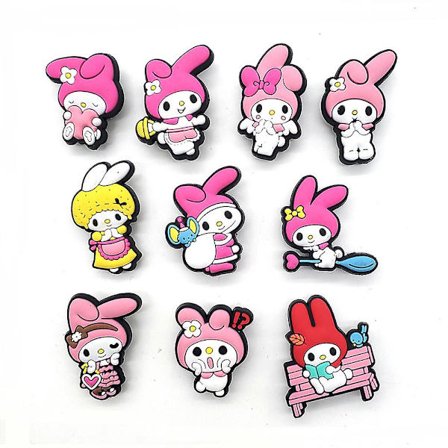 10 stk Søde Sanrio My Melody Anime Tegneserie Crocs Charms Jibbitz Klogsandaler Dekoration Sko Tilbehør Børn Teenagere Voksne Piger Kvinder Festgave