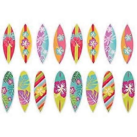 16 stk. Pool Party Cupcake Toppers Strand Cupcake Toppers Surfbræt Kagepynt