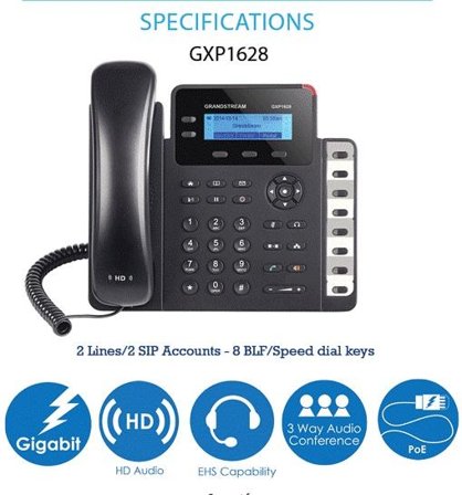 GRANDSTREAM GXP1628 - VoIP-telefon - treveis anropskapasitet
