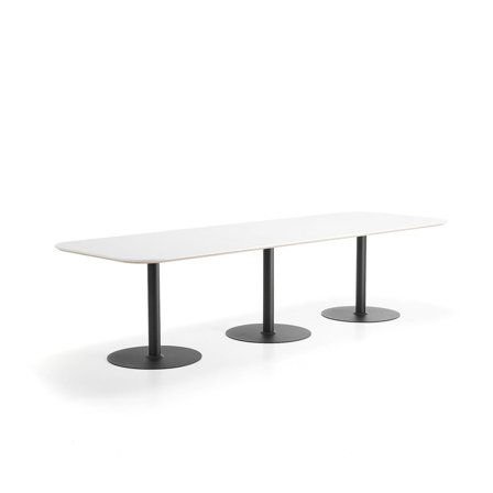 Table METRIC, rounded corners, 3000x1000x720 mm, black/white