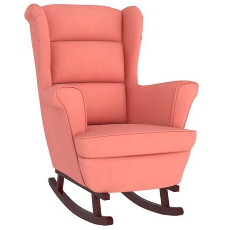 Vidaxl Gungfåtölj Med Ben I Massivt Gummiträ Rosa Sammet Rosa