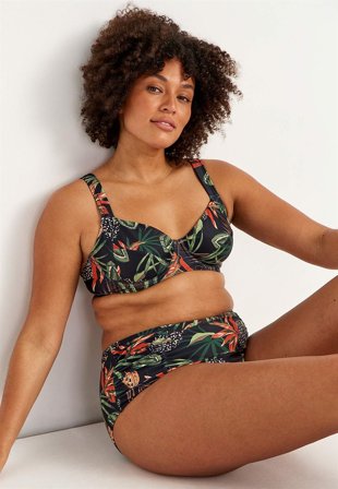 Cellbes of Sweden - Mönstrad, ovadderad bikini-bh - svart / mönstrad - för damer - 95B