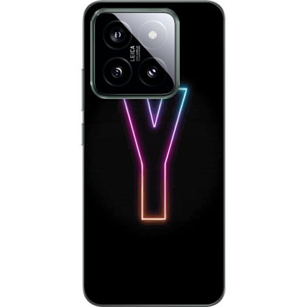 Kompatibelt Mobildeksel til Xiaomi Xiaomi 14 Minimalistisk neonbokstav Y i fargeskiftende lys mot svart bakgrunn