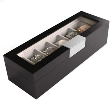Modern Clip Watch Box - 6 Slots - färg: Svart