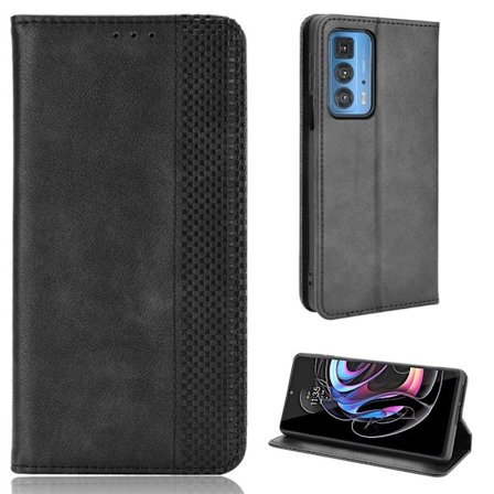 Bofink Vintage läder Motorola Edge 20 Pro fodral - Svart