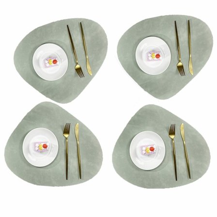 Plassmatter i imitert skinn, varmebestandige moderne bordmatter for runde bord, vanntette, avtørkbare, vaskbare middagsbordmatter, dobbeltsidig design