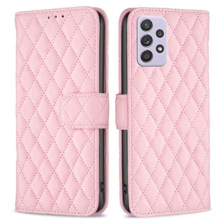 Rhombus Mønster Matte Flip Etui til Samsung Galaxy A52s 5g / A52 5g / A52 - Lyserød Pink