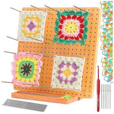 Virka Blockbräda, Virktillbehör För Stickning, Kvadratisk Bambublockbräda För Virkning, Presenter Till Mamma A